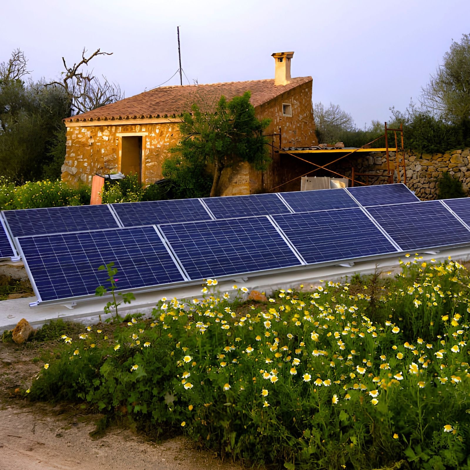 Técnico realizando mantenimiento de placas solares en Ibiza.
